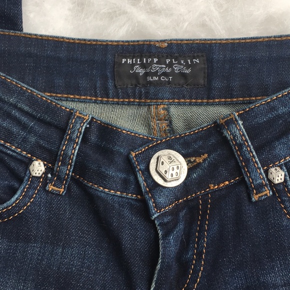 Philipp Plein slim skinny jeans dark wash distress - Picture 4 of 8